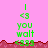 Green text on pink background with red border, displaying 'I <3 you walt' and '<333' in pixelated font across two