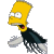 Pixelated cartoon character with yellow head and black shirt running against gray background, mouth open in motion blur effect.