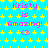 A static image with a bright cyan background covered in yellow stars, displaying repeated text "Kristy is Amazing!" and a pink smiley face.