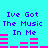 Cyan background with purple text reading "Ive Got The Music In Me" and pink audio equalizer bars in two