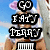 A pixelated image of a person with light purple hair and pink ears holding an ice cream cone, with text overlays changing across frames.