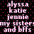 Pixelated text displays names and phrases on a black background with red dots, arranged in two with repeated lines