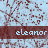 A static image with repeated text 'eleanor' on a light blue background featuring red branching patterns.