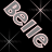 Animated contact sheet showing two frames of a pixelated 'Belle' text icon with sparkling effects on black background.