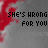 repeated pixelated text with red and gray backgrounds, displaying 'SHE'S WRONG FOR YOU' above 'i swear' in a retro digital style