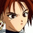 A pixelated anime-style character with brown hair and a white-and-blue outfit appears on the left side of a contact sheet, while the right side displays