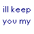 Pixelated text-based buddy icon with repeated phrases in blue, black, and pink colors arranged across a white background.