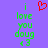 Purple background with green text reading 'i love you doug <3' and a red pixelated heart symbol above the text.