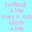 Pixelated pink text on colored backgrounds: "softball 4 life Joey n Ash idiots 4 life" repeated across four quadrants.