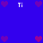 Blue background with purple heart icons and white 'Ti' text arranged in a pattern
