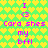 Pixelated green background with yellow heart pattern, pink text and symbols arranged in two vertical