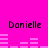 Bright pink background with four instances of the name 'Danielle' in pixelated black text, each paired with a horizontal white audio equalizer graphic below it.