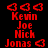 red pixelated text names with green highlight bars shifting positions across frames, each name paired with a heart symbol above it on black background