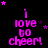 Animated contact sheet of 11 frames showing a pink text-based cheer icon with stars on black background, arranged in 4x3 grid with one gray placeholder cell.
