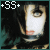 +55+ in top-left corner; left side shows partial face with dark hair, white skin, red lips, and visible eye; right side displays full pale face with closed eyes and orange pupil detail.