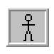 Pixelated stick figure in white frame on gray background, performing sequential motion from standing to walking with arms swinging.