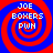 Four identical spiral patterns with red and blue concentric rings, each containing white text reading JOE BOXERS PWH.
