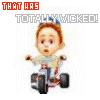 A cartoon character on a go-kart with changing facial expressions and text above, displayed in a of