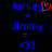 Blue pixelated text 'Ashley + Jimmy = <33' on black background with red heart symbol replacing the letter 'y' in Ashley.