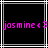 Pixelated pink text 'josmine<3' on black background with white and gray lines, two identical copies side-by-side