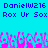 Pixelated blue text on cyan background with pink and purple pixel clusters at bottom.