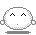 Pixelated white circular character with pink facial features and gray limbs on a light gray background, displaying multiple expressions.