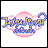 Pixelated logo with blue and yellow text over pink circular background, adjacent to black with white text reading 'Anime IM' and 'COM' in stylized font