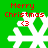 Green background with four white snowflakes and red 'Merry Christmas' text above each, each snowflake containing a red '<3' symbol.
