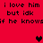 Red background with black pixelated text repeating 'i love him i love him but idk but idk if he knows if he knows' and three heart symbols in different positions.