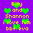 Purple background with yellow text and green heart shapes arranged in a pattern