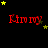 Red text reading 'Kimmy' on black background with yellow and green stars, animated star positions across frames.