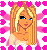 Pixel art contact sheet showing a blonde woman's face and upper body in multiple animation frames with pink heart background and text changes from 'Sexy' to 'Blonde'.