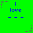 Green background with blue text 'i love' and three horizontal lines, surrounded by purple star-shaped pixel clusters that shift position across frames.