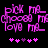 Pixelated purple text and symbols on black background with animated heart sequence.