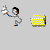 Animated contact sheet showing a stick figure interacting with yellow and white objects across nine frames on gray background.