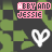 identical pixelated icons featuring pink text 'ABBY AND JESSIE' above a white heart symbol on a green and black checkered background