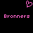 Pixelated pink heart symbol above two instances of the word 'Bronners' on a black background.
