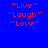 Four quadrants display red pixelated text "Live" "Laugh" "Love" on blue, purple, pink, and purple backgrounds.
