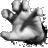 Pixelated grayscale image of a stylized figure with outstretched arms and legs, appearing to float or fall against a white background.