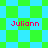 Pixelated image with four instances of the name 'Juliann' in red text over a green and blue checkered background.