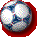 Four circular pixelated icons with red borders and reflective silver-blue surfaces showing subtle variations in light reflection and color distribution.
