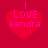 Red heart-shaped icon with pink text 'I LOVE kendra' on a solid red background, displayed in four identical positions
