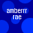 Blue background with large blue circles and white text reading 'amberr' above 'rae' in four identical quadrants.