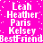 Pixelated text on a bright pink background with white dots, displaying names and 'BestFriend' in a