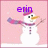 Pixelated snowman with orange carrot nose, black eyes, and purple hat stands against pink background with purple text 'erin' above.