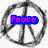 Four peace sign icons with blue text overlays reading Peace, Love, 4 the world on a white background.