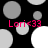 Black background with scattered gray and white circles; four instances of pink text 'Lori<33' positioned across the image.