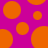 Static pattern of orange circles on a magenta background with one circle having a missing segment.