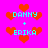 Pixelated icon with bright pink background, red hearts, and cyan text reading "DANNY + ERIKA" in four repeated sections.