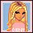 Pixel art contact sheet of a female character with blonde hair in various poses and text frames, featuring pink clothing, white pants, and the words "winter" and "babe".